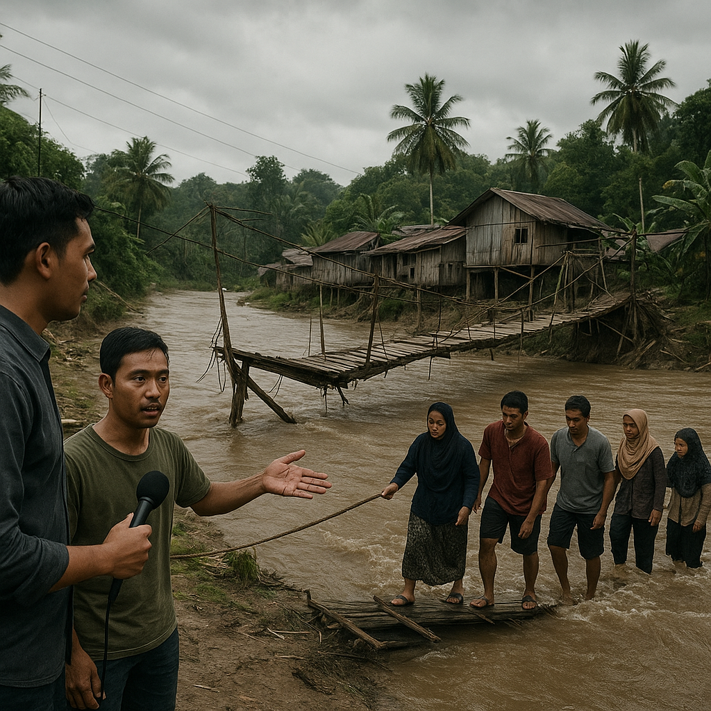 Tanya Warga: Sudah Setahun Warga Desa Muara Teluk Menanti Perbaikan Jembatan Gantung