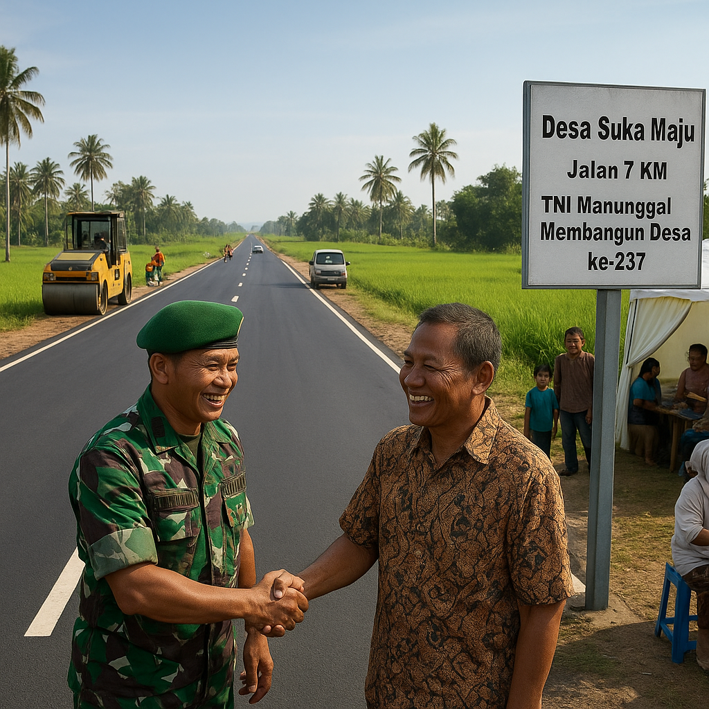 Kabar Desa Kita: Jalan Sepanjang 7 Kilometer di Desa Suka Maju Kini Mulus Berkat Program TNI Manunggal Membangun Desa