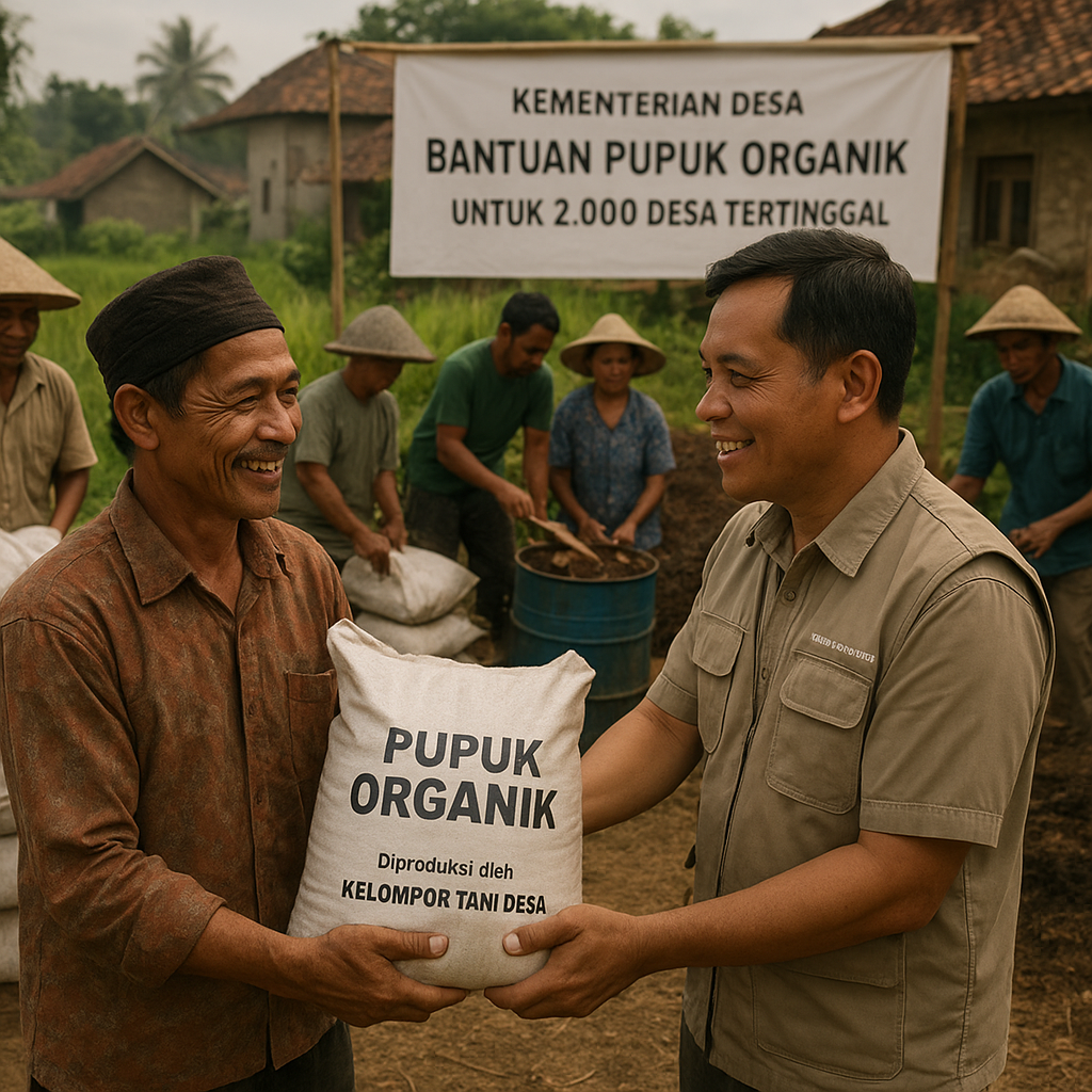 Kementerian Desa Salurkan Bantuan Pupuk Organik untuk Petani di 2.000 Desa Tertinggal
