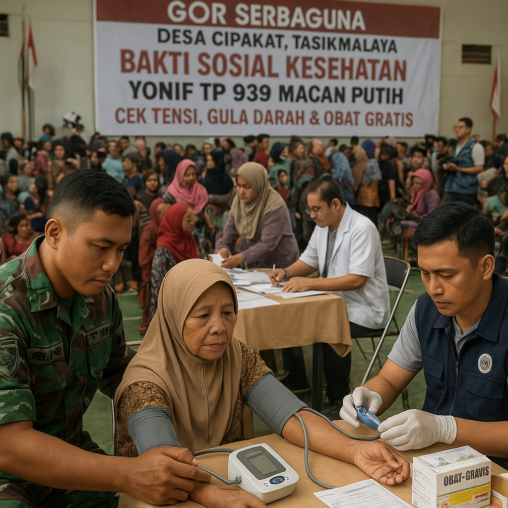 Ratusan Warga Tasikmalaya Serbu Bakti Sosial Yonif TP 939, Ada Cek Kesehatan hingga Obat Gratis