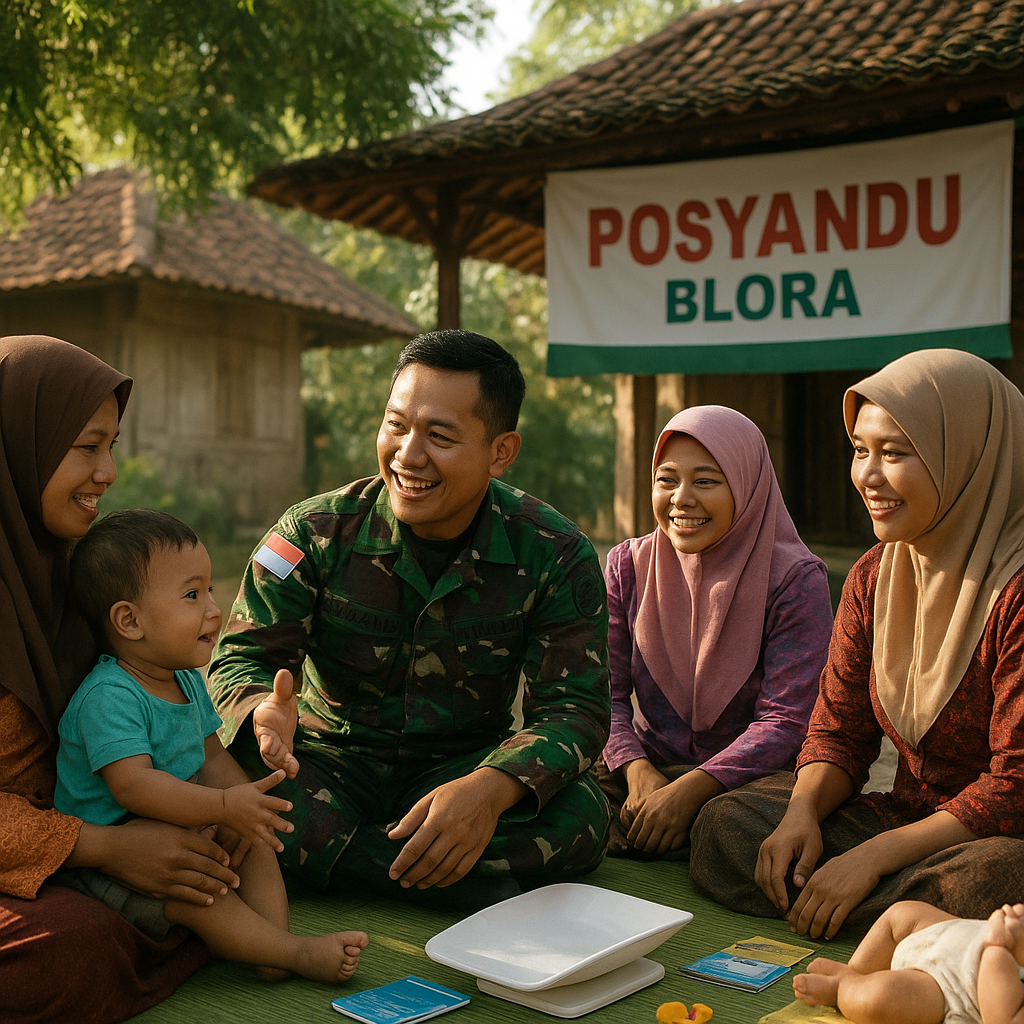 Menengok Langsung Kesejahteraan Warga Binaan, Babinsa Blora Ajak Warga Aktif Posyandu