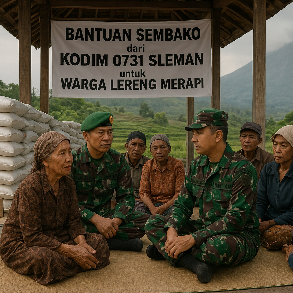 Bantuan Sembako dari Kodim 0731 Sleman untuk Warga Lereng Merapi: TNI Dekat dengan Petani