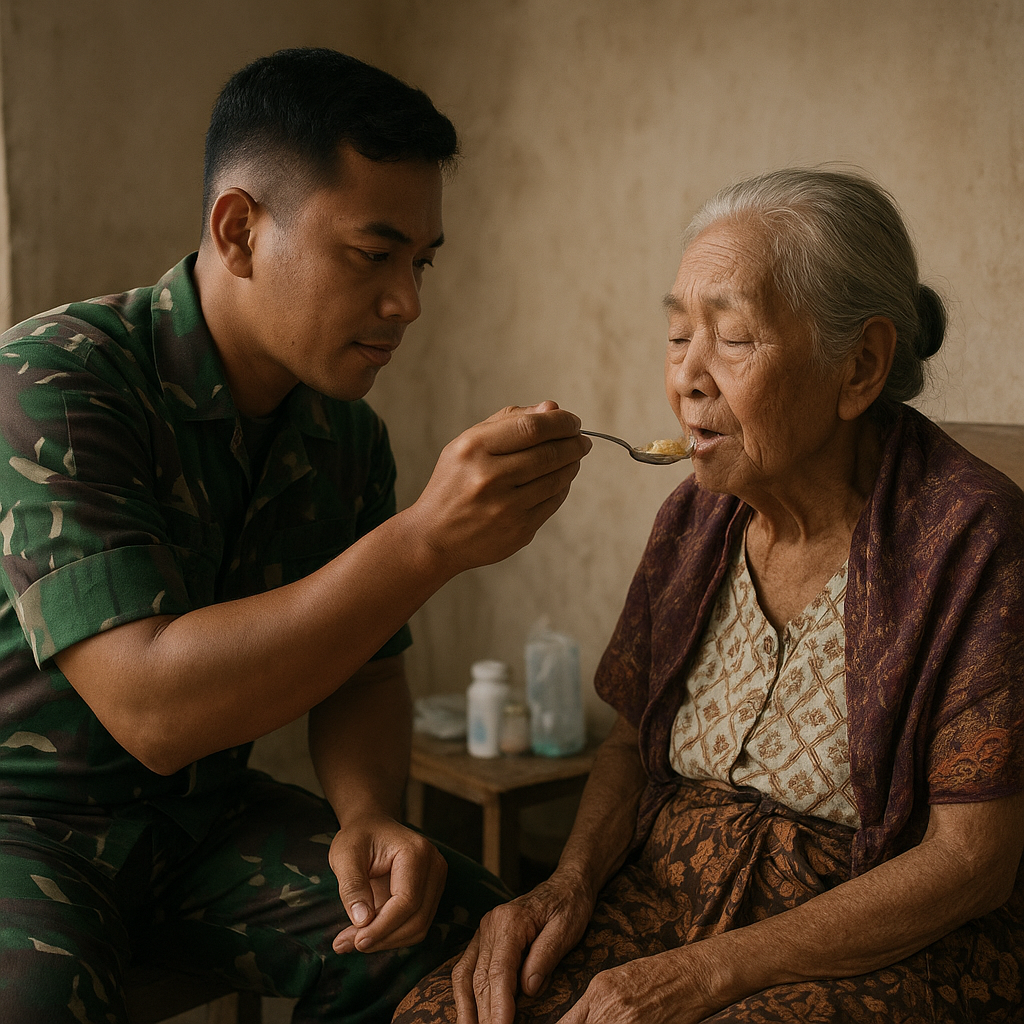 Kisah Haru Babinsa Bantu Nenek Tua di Pelosok Bekasi: Dibelikan Obat dan Disuapi