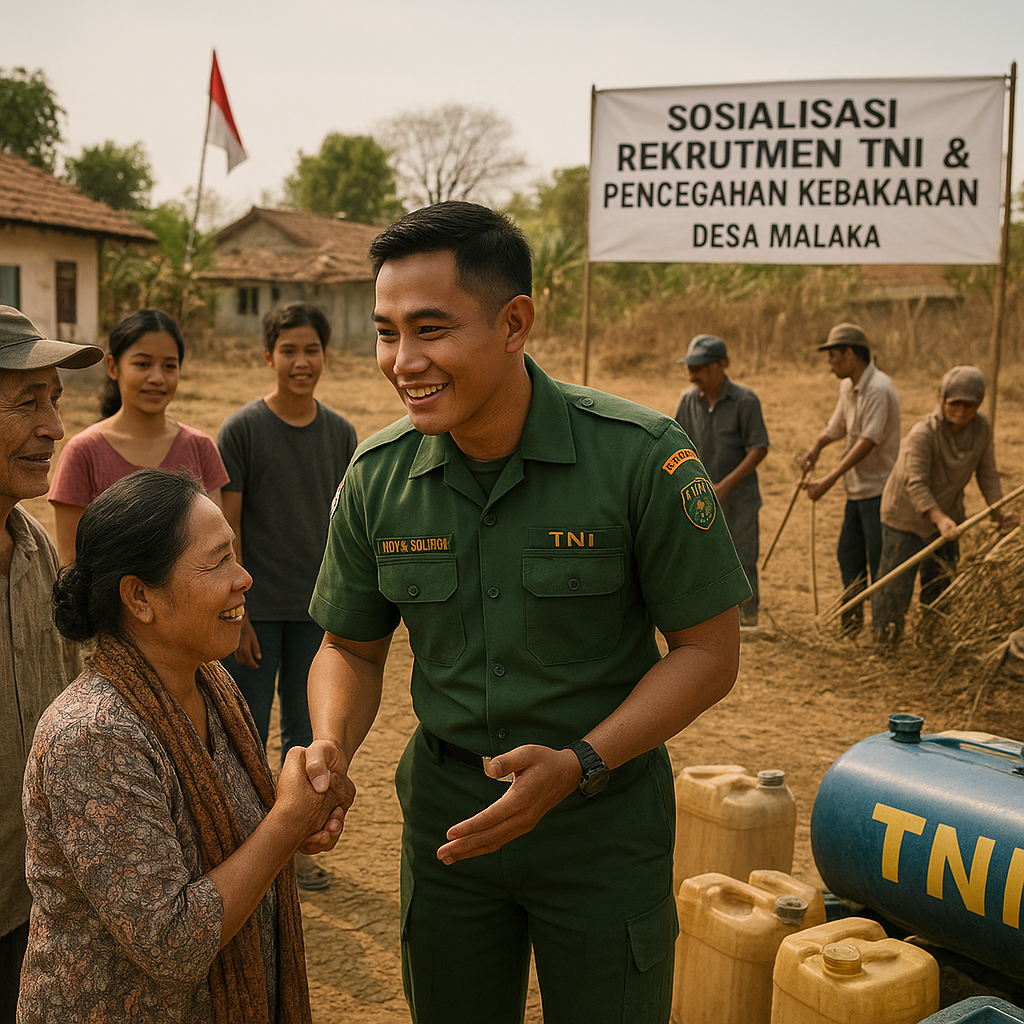 Atasi Dampak Kemarau dan Sosialisasikan Rekrutmen TNI, Babinsa Gelar Komsos Hangat di Desa Malaka