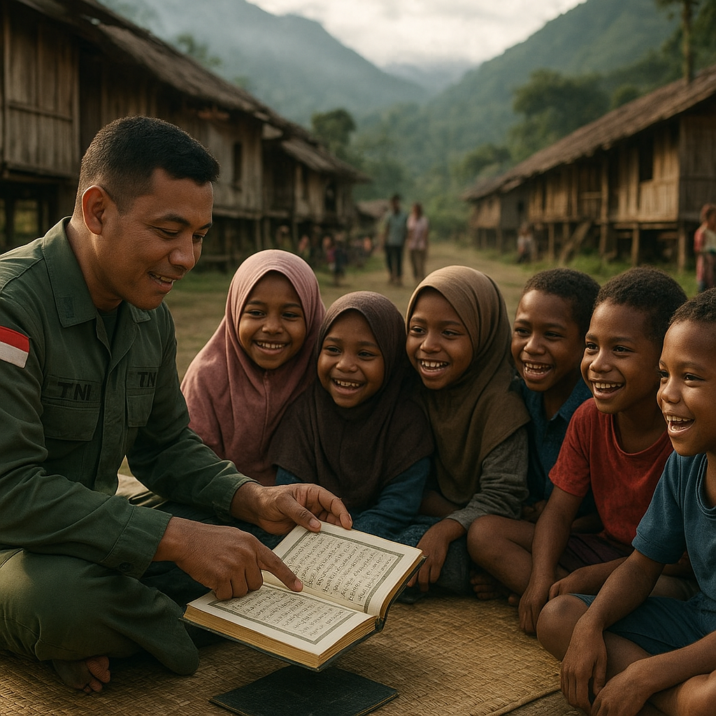 Kisah Haru: Anggota TNI Jadi 'Guru Ngaji' Keliling di Pegunungan Papua, Disambut Gembira Anak-Anak Desa
