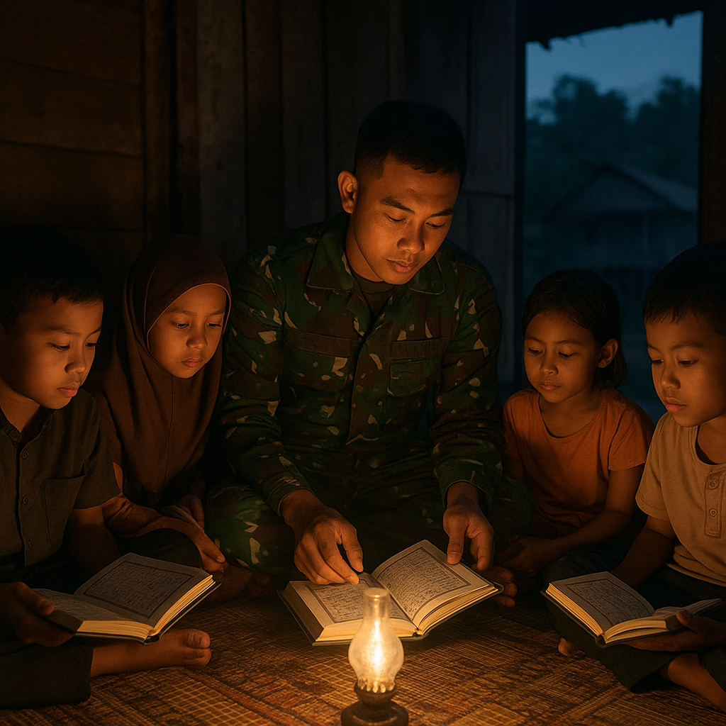 Kisah Menyentuh: Prajurit TNI AD Jadi Guru Ngaji di Perbatasan Kalimantan
