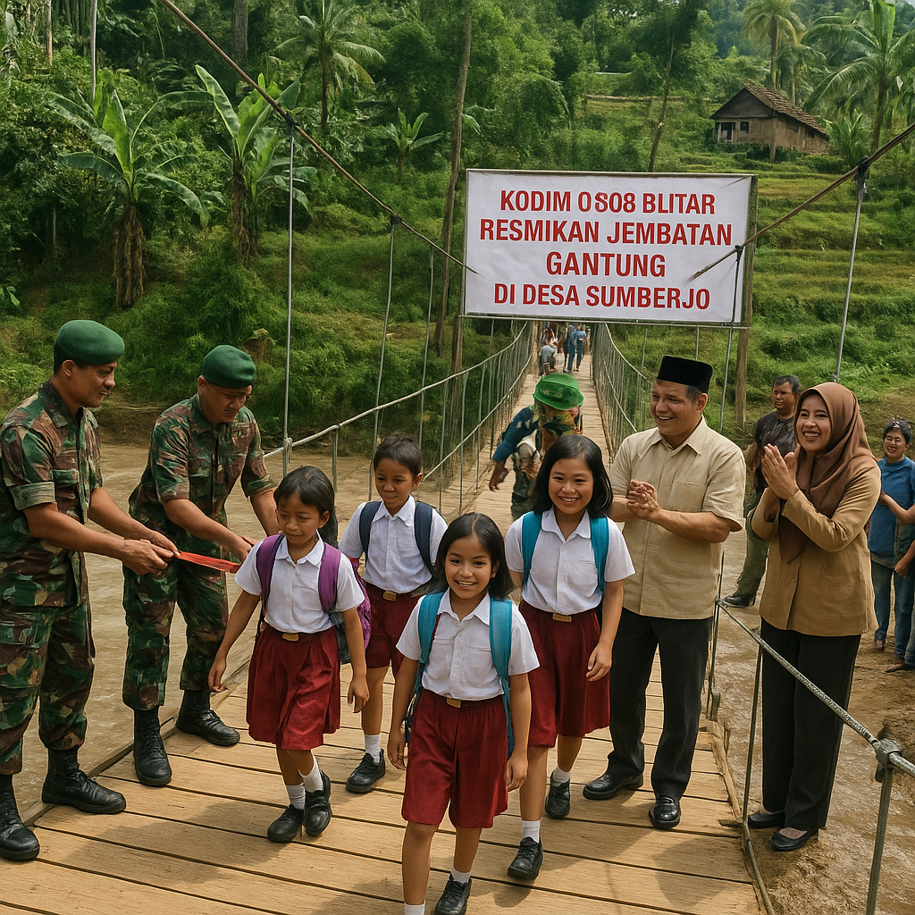 Kodim 0808 Blitar Resmikan Jembatan Gantung di Desa Terisolasi