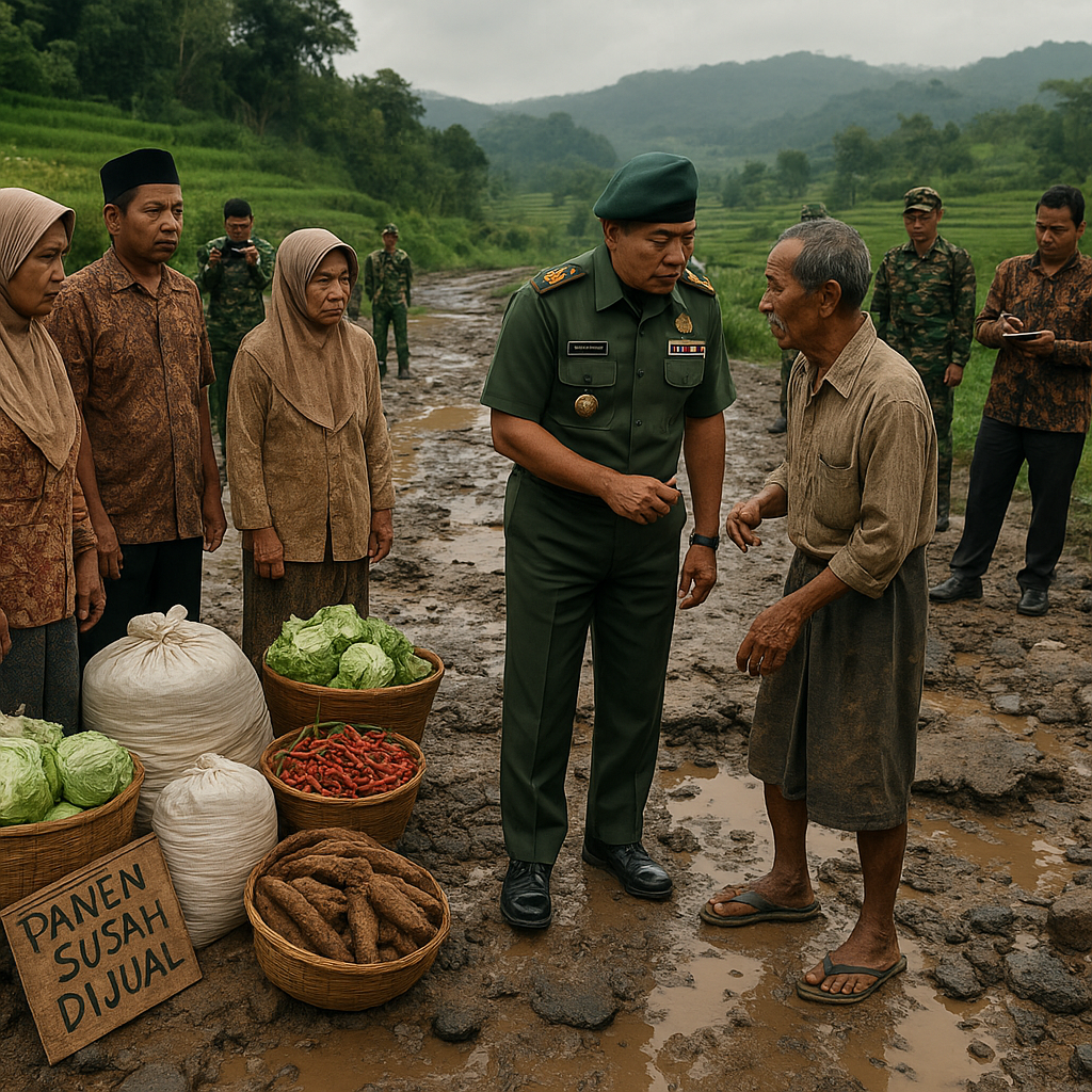 Warga Desa Cibereum Curhat ke Danrem: Jalan Rusak Parah, Hasil Panen Susah Dijual