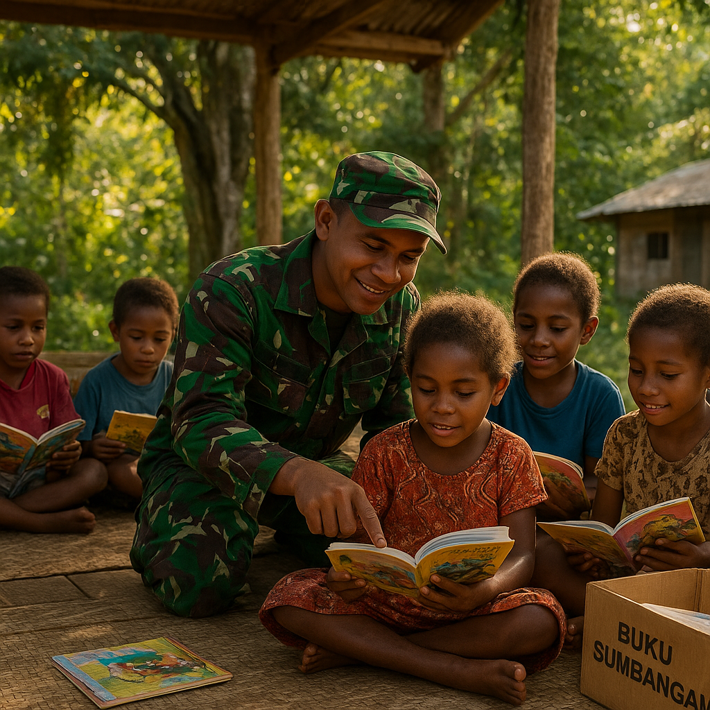 Kisah Anak-Anak Papua yang Belajar Baca-Tulis dari Buku Sumbangan Prajurit