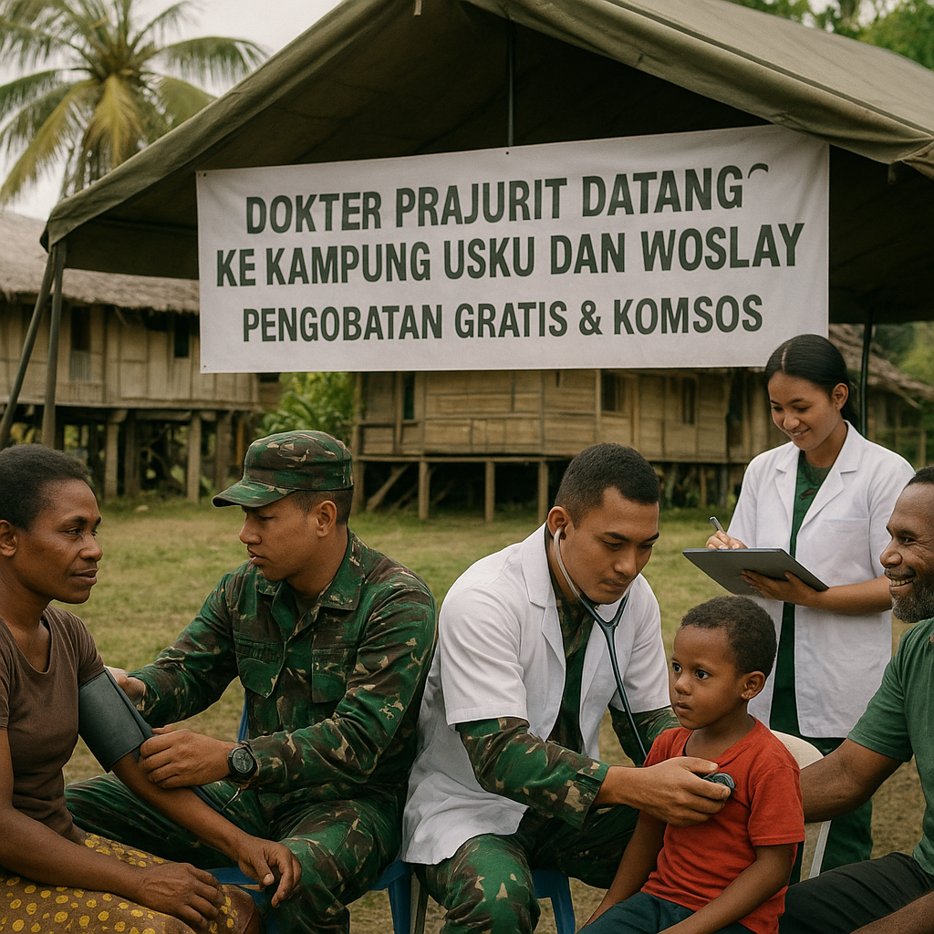 Dokter Prajurit Datang ke Kampung Usku dan Woslay, Periksa Kesehatan Sambil Mempererat Silaturahmi