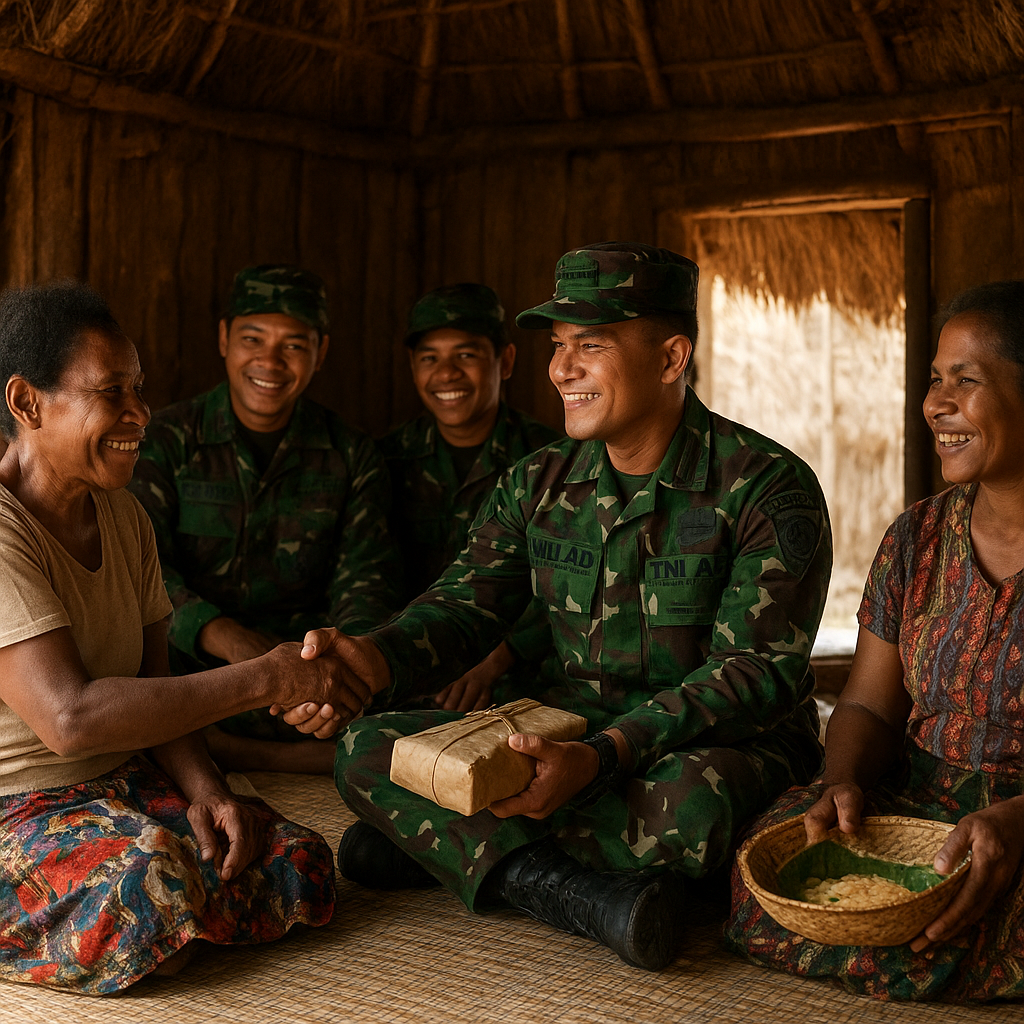 Berbagi Kasih di Honai Mama Mira, Prajurit Pererat Tali Persaudaraan di Tumbubur