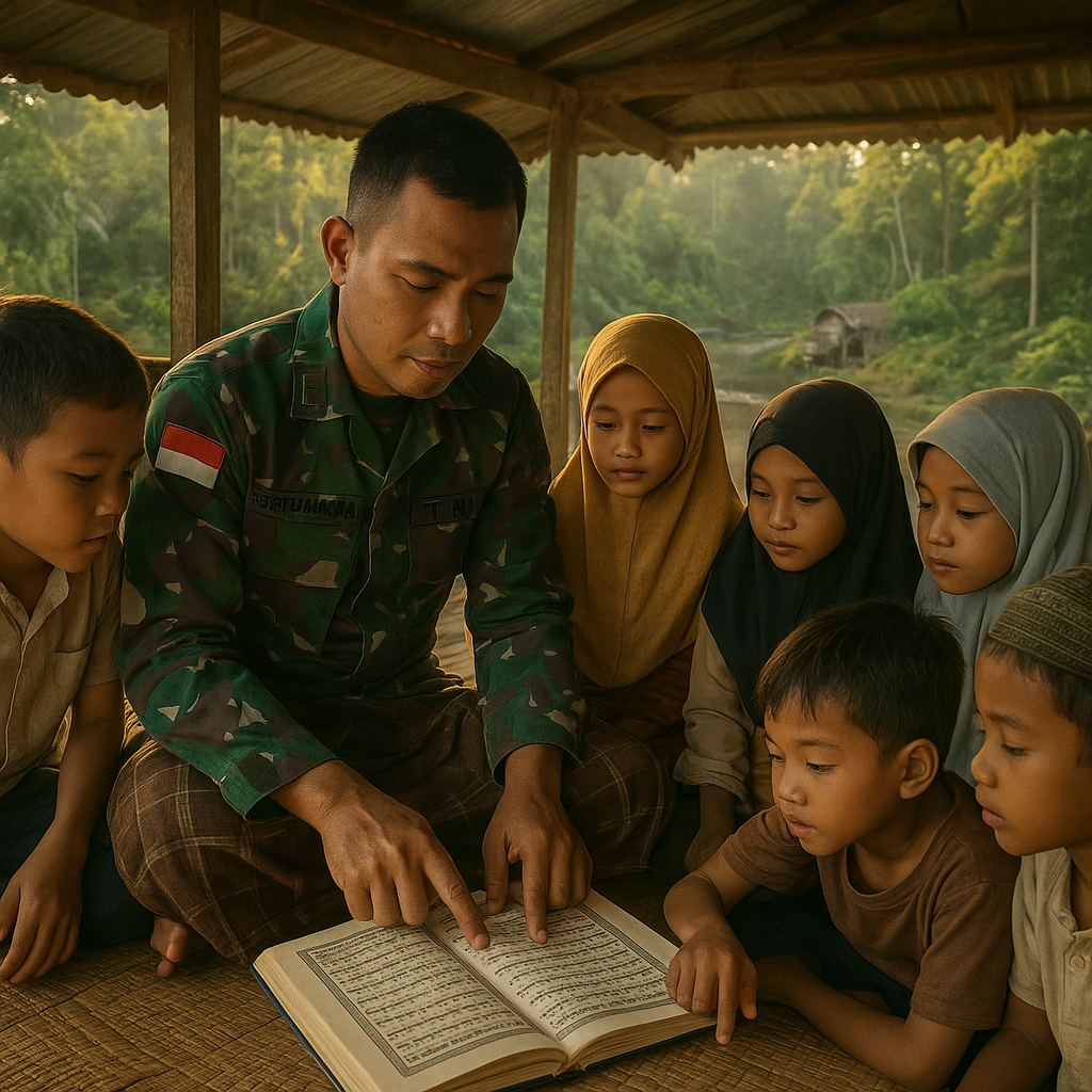 Kisah Haru: Prajurit TNI Jadi Guru Ngaji di Pedalaman Kalimantan