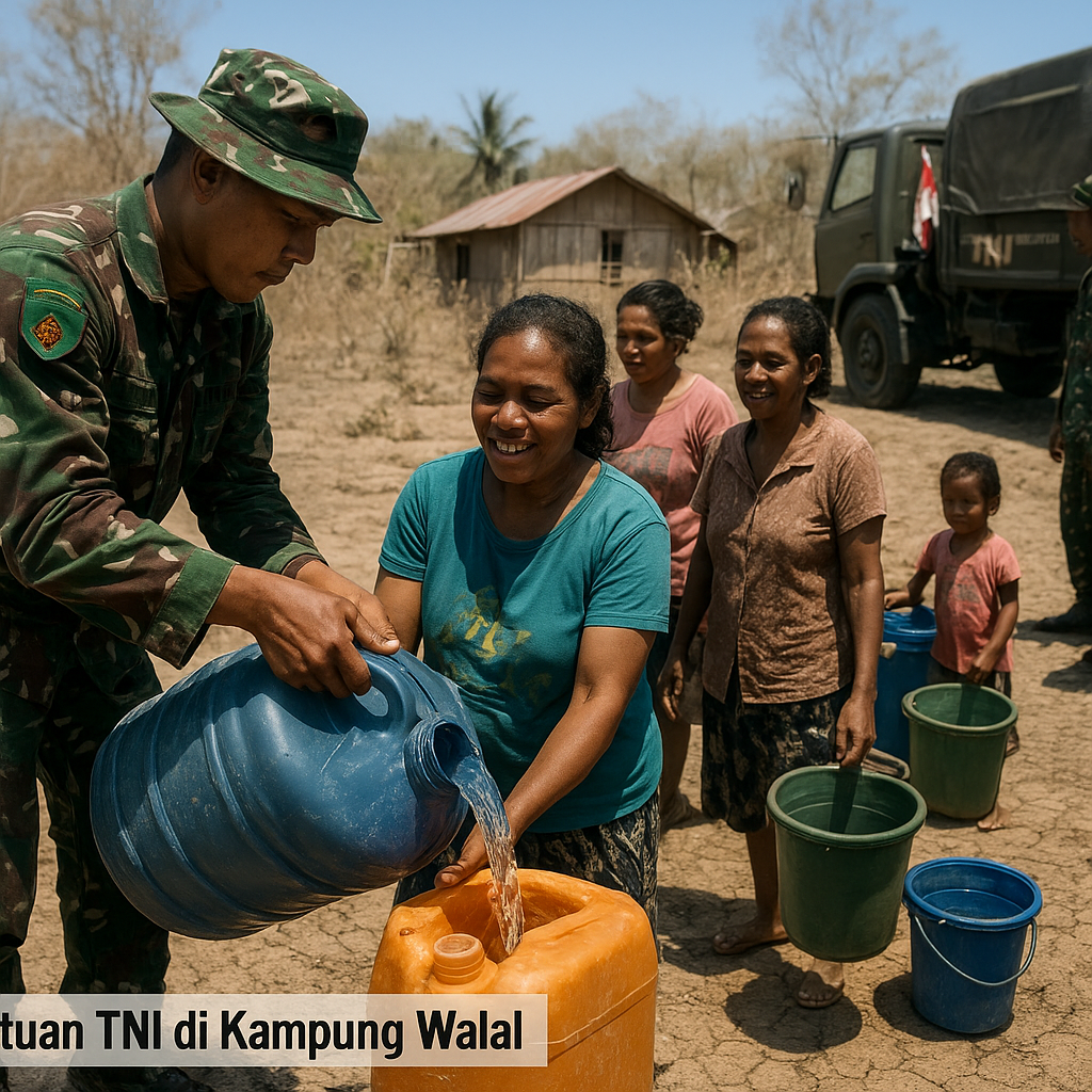 Bantuan TNI di Saat Panas Kemarau: Air Bersih untuk Warga Kampung Walal
