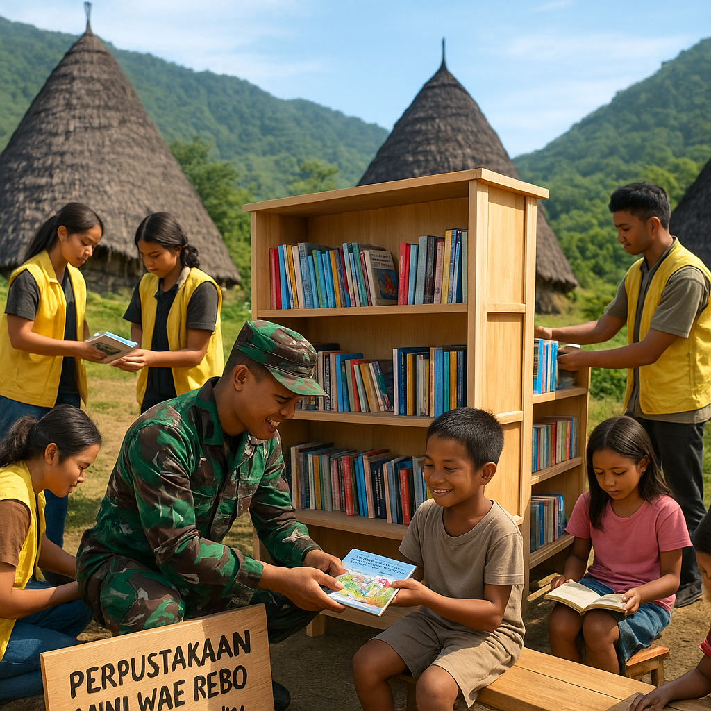 Kilas Pelosok: Mahasiswa KKN dan TNI Bangun Perpustakaan Mini di Desa Terpencil NTT