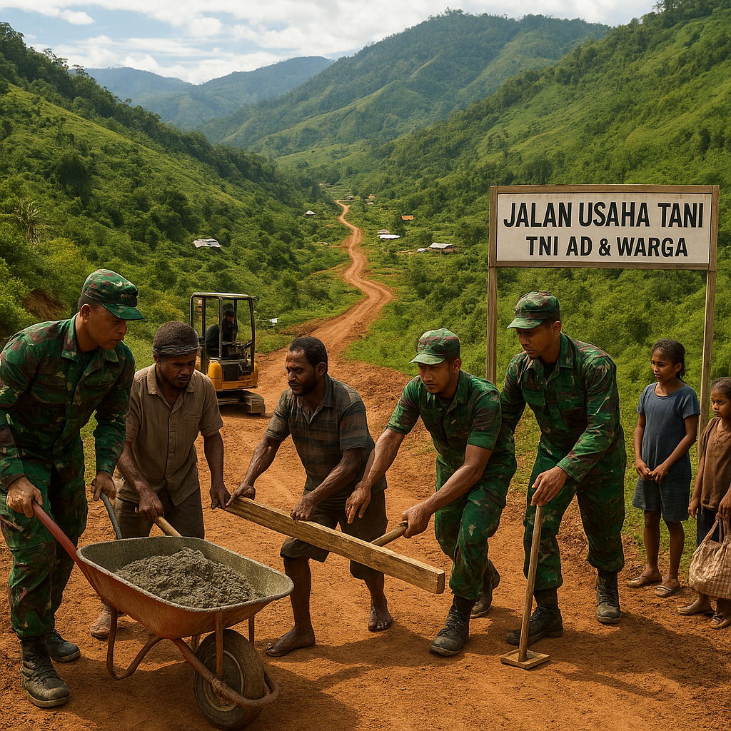 TNI AD Bangun Jalan Usaha Tani di Pegunungan Bintang, Konektivitas Desa Terpencil Terbuka