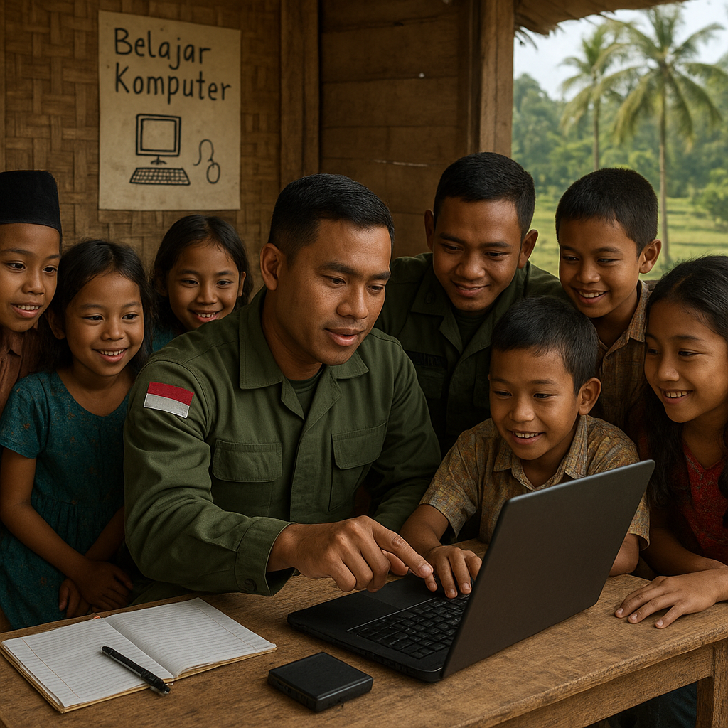 Kegiatan Belajar Mengajar TNI, Bantu Anak-Anak Pelosok Melek Teknologi