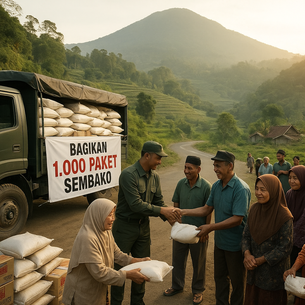 Kodim 0722/Kendal Bagikan 1.000 Paket Sembako untuk Warga Lereng Gunung Ungaran