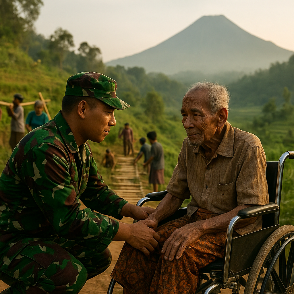 Cerita Haru: Prajurit TNI Beri Kursi Roda untuk Kakek Pencak Silat di Lereng Merapi