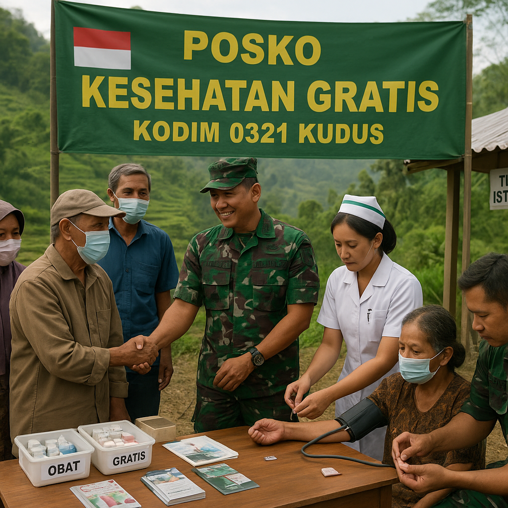 Dandim 0321 Kudus Buka Posko Kesehatan Gratis untuk Warga Lereng Muria