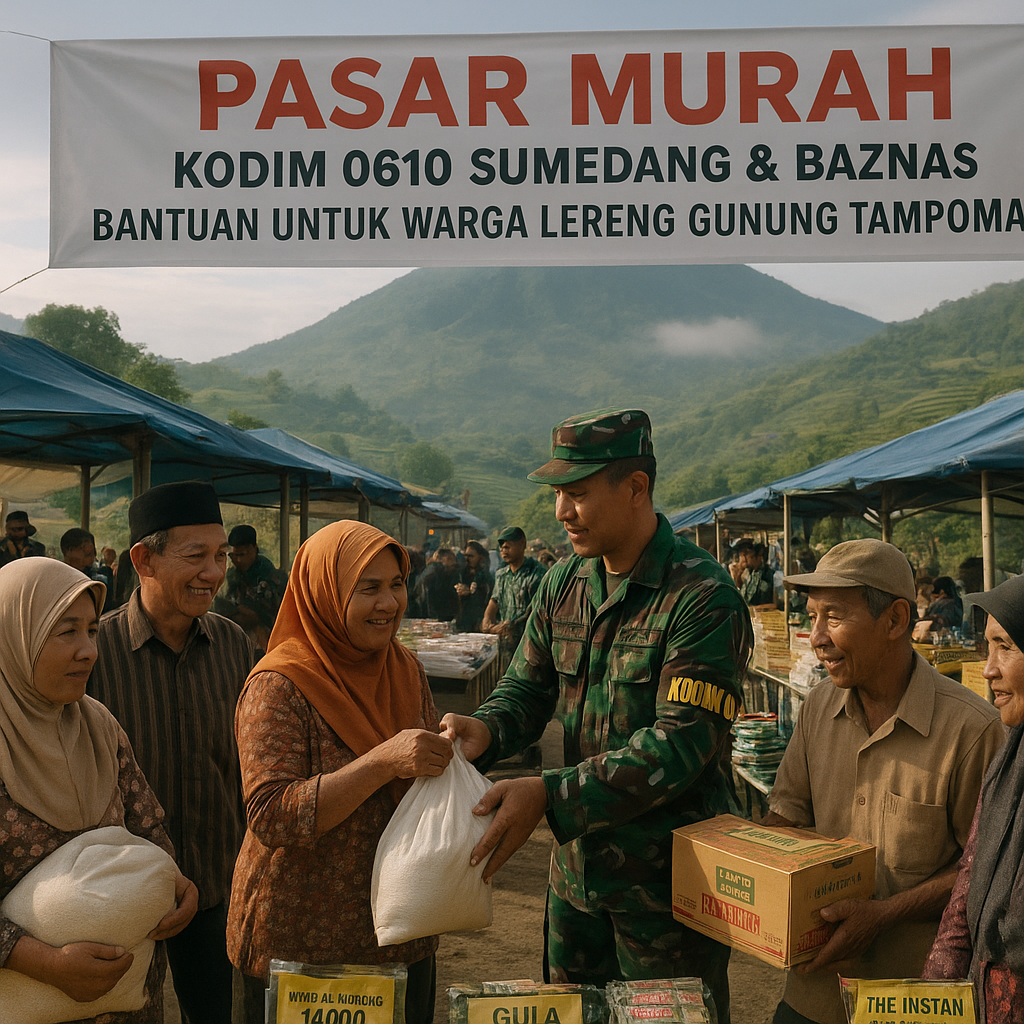 Kodim 0610 Sumedang Gelar Pasar Murah untuk Warga Lereng Gunung Tampomas