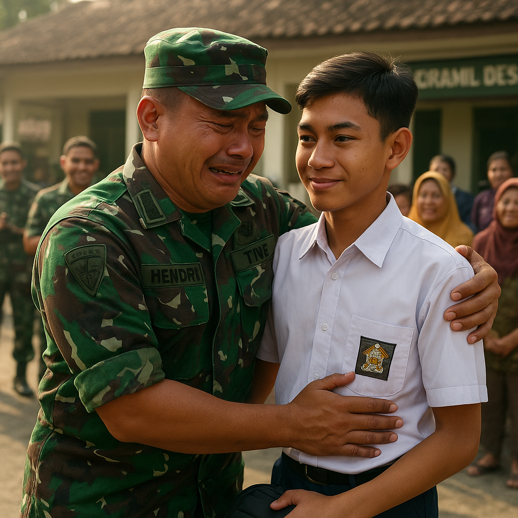 Prajurit TNI Menangis Haru saat Lepas Anak Binaan yang Lolos Seleksi Taruna