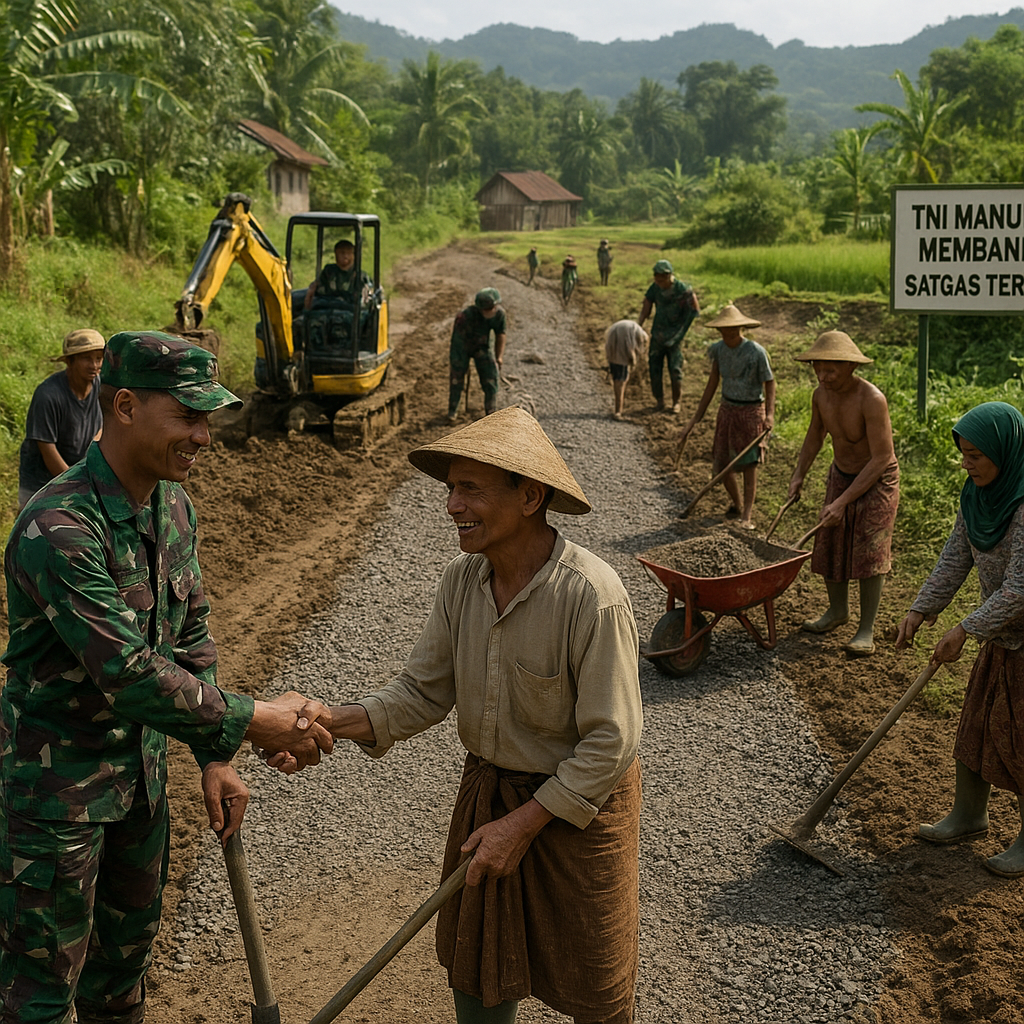 TNI AD Bantu Bangun Jalan Usaha Tani di Desa Terpencil Lebak
