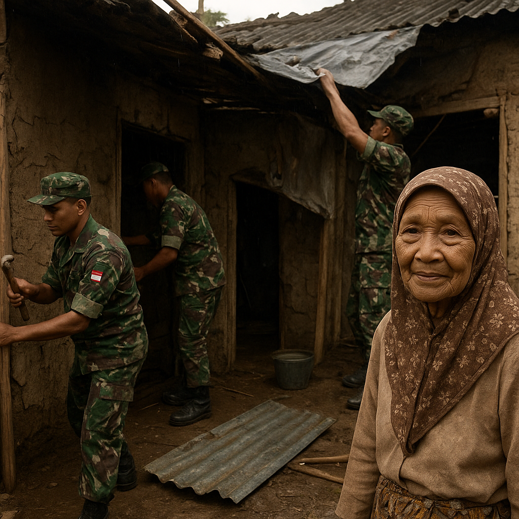 TNI Bantu Perbaiki Rumah Tidak Layak Huni Milik Nenek Sadariah