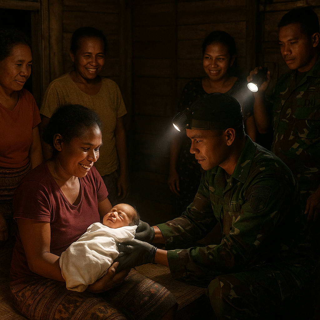 TNI Tak Hanya Bangun Desa, Tapi Juga Selamatkan Nyawa Warga di Tengah Malam