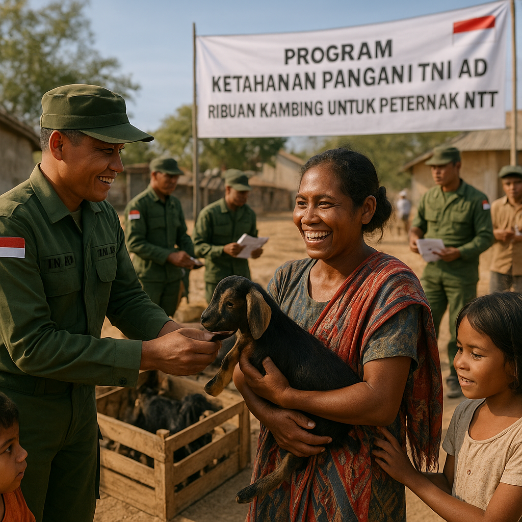 Program TNI AD: Ribuan Ekor Kambing Dibagikan ke Peternak di NTT untuk Ketahanan Pangan