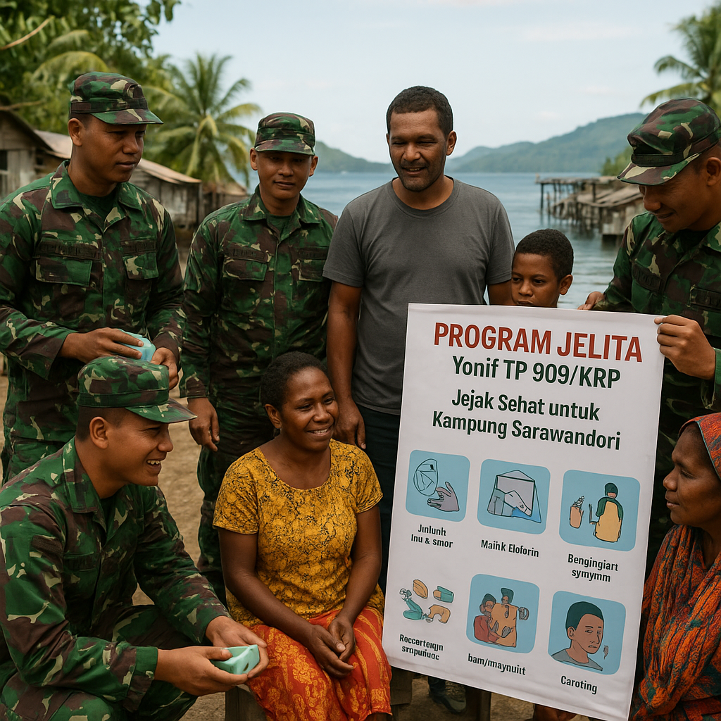 Program JELITA Yonif TP 909/KRP: Jejak Sehat untuk Kampung Sarawandori di Yapen