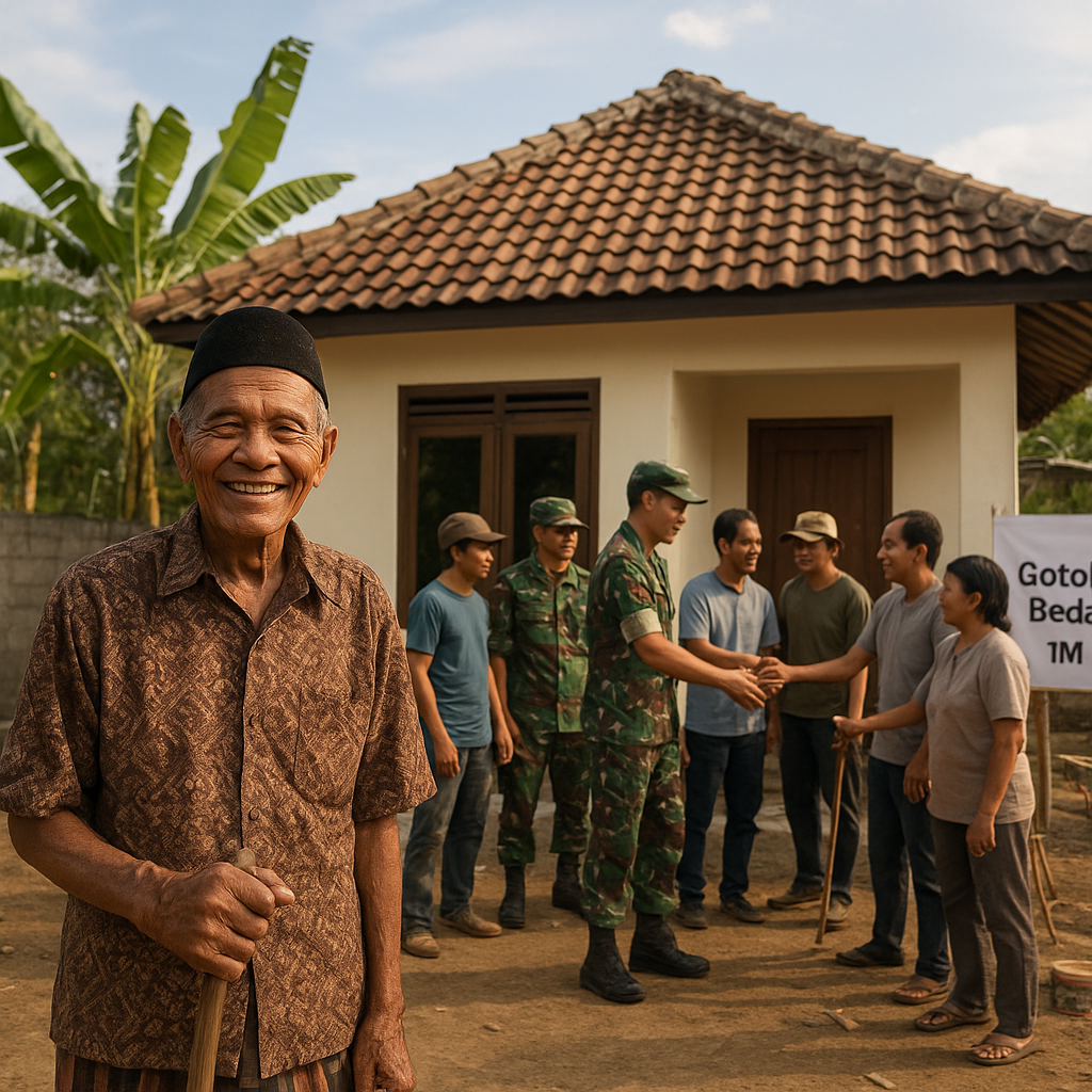 Mbah Karto Tersenyum, Rumah Bedah Selesai Dikerjakan TNI dan Warga