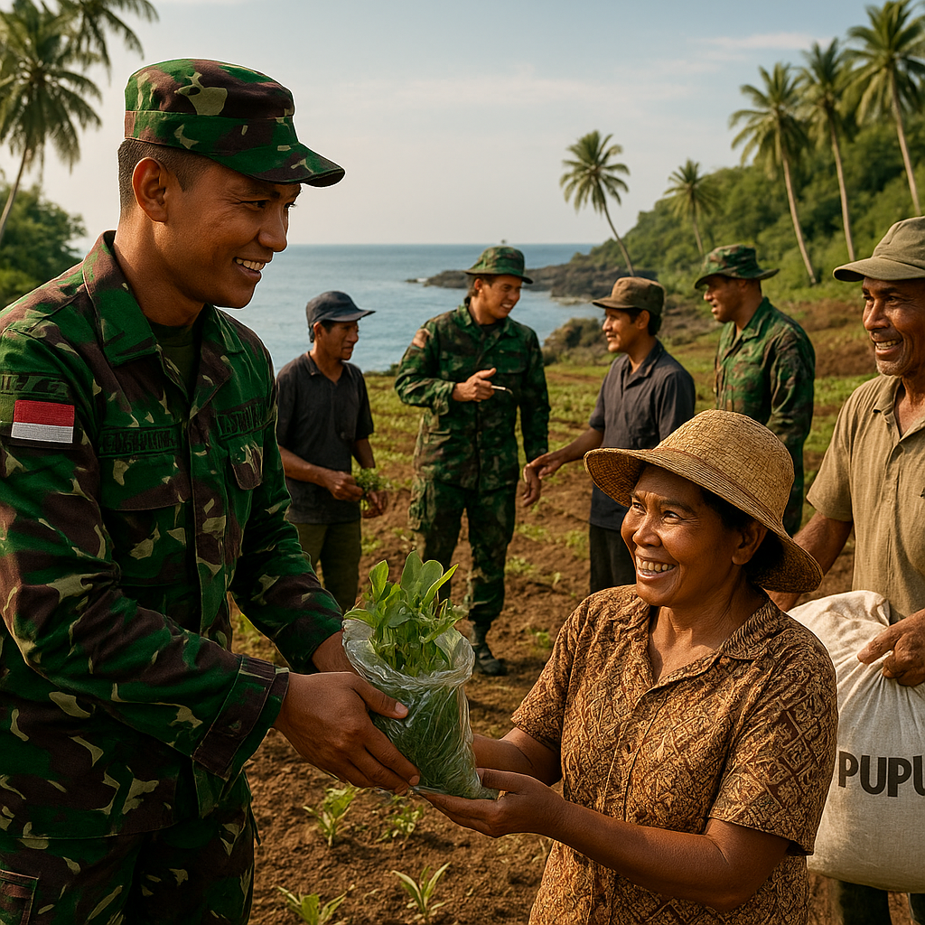Satgas Yonif 132 Bagikan Bibit dan Pupuk, Dampingi Petani di Perbatasan Sangihe