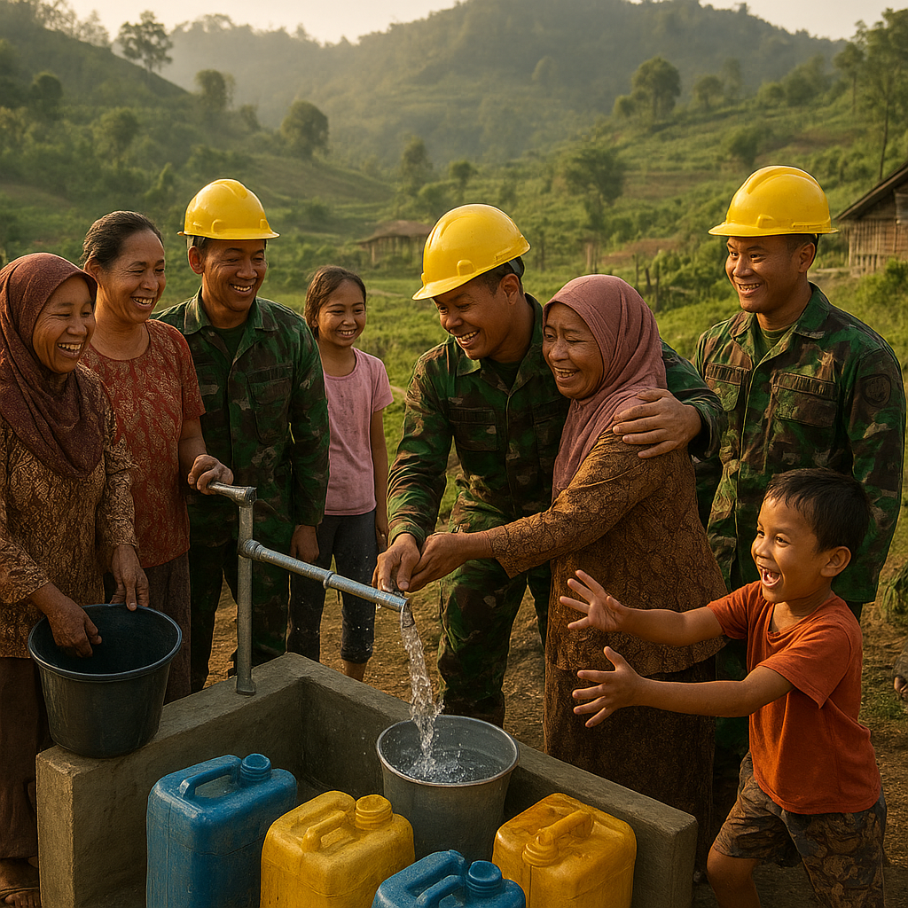 Warga Desa di Perbukitan Nganjuk Rayakan Air Bersih Pertama dari Program TNI