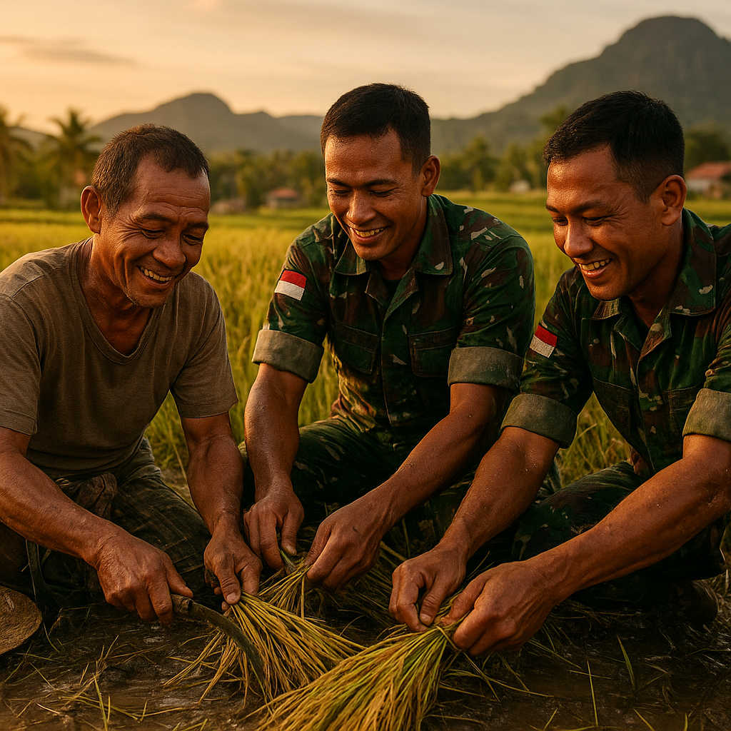 Prajurit Bantu Panen Padi di Flores, Rasakan Keringat Petani