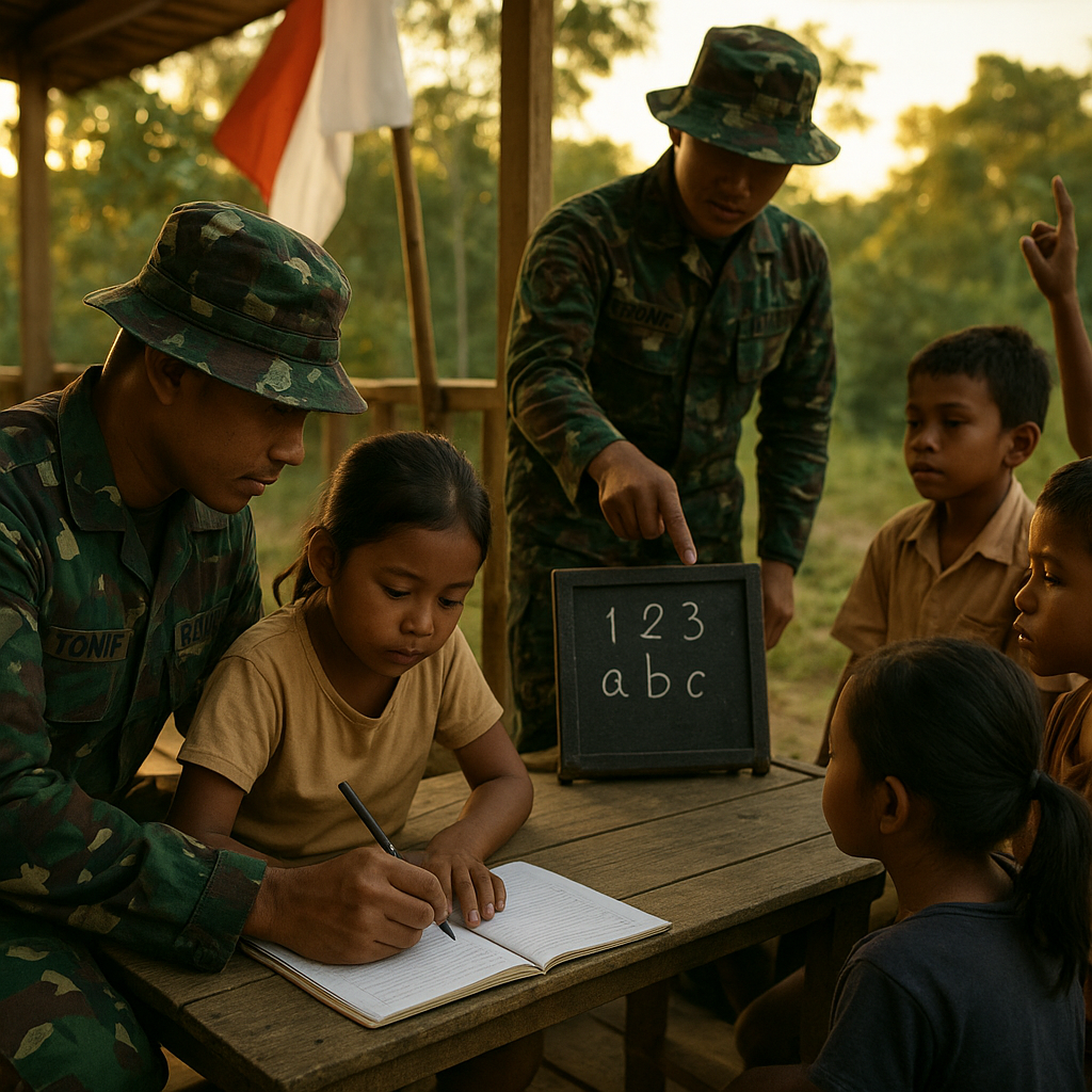 Program Bimbingan Belajar Anak Perbatasan oleh Satgas Yonif Raider 100