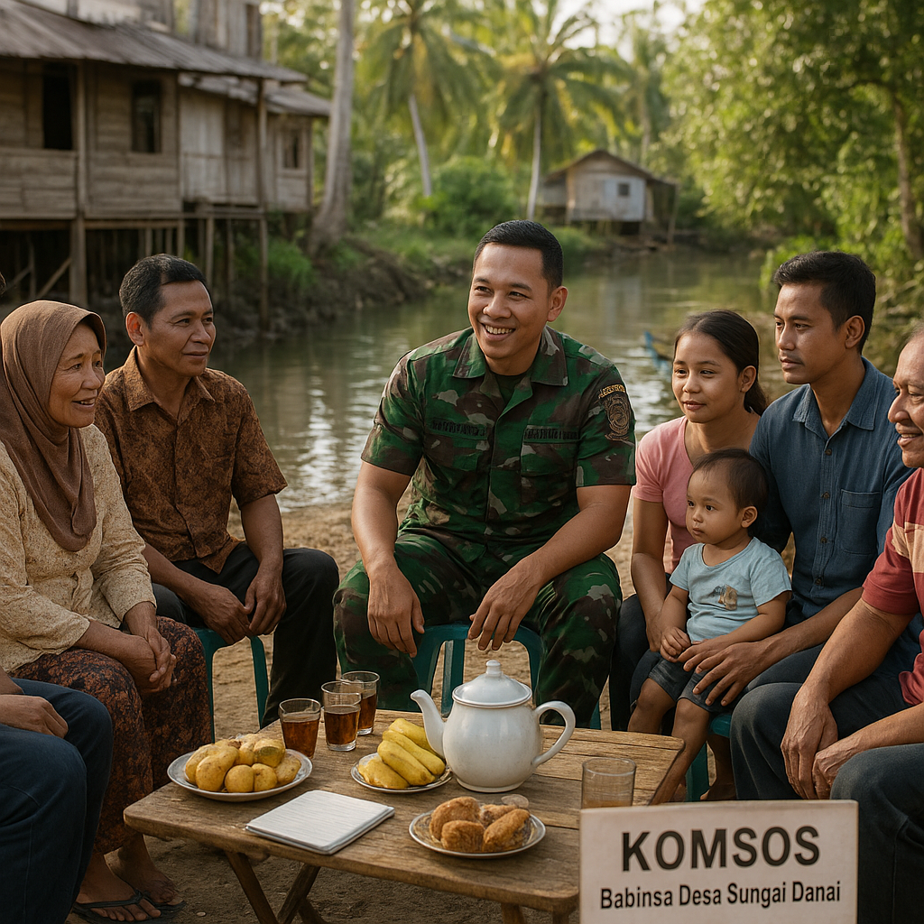 Babinsa Pulau Burung Perkokoh Jaringan Sosial Warga Desa Sungai Danai Lewat Bincang Santai