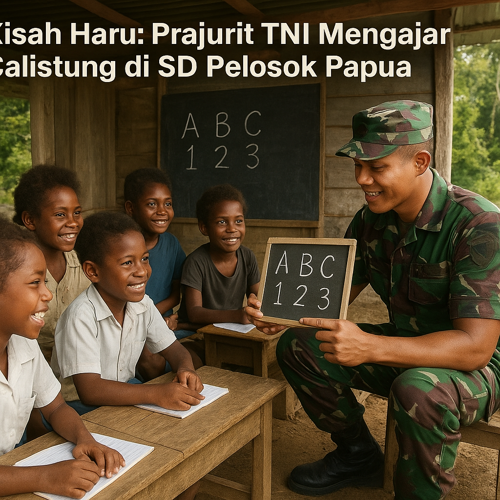 Kisah Haru: Prajurit TNI Mengajar Calistung di SD Pelosok Papua