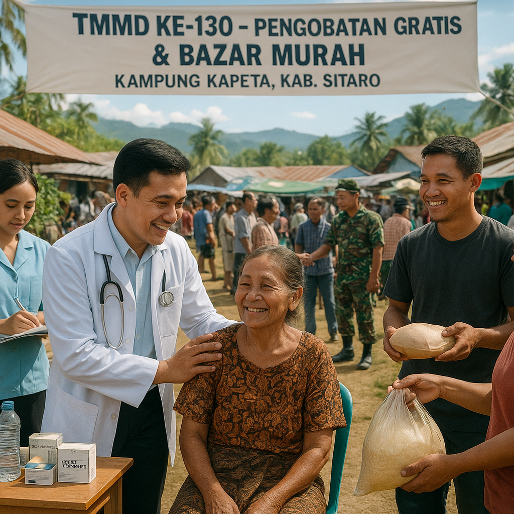 Dokter dan Bazar Murah TMMD Bikin Warga Kapeta Sembuh dan Senang Hati