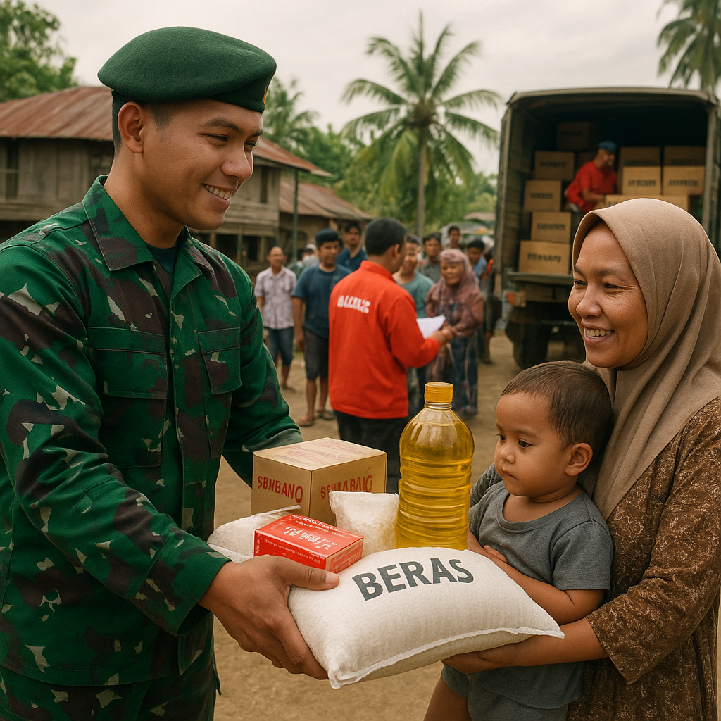 Baznas dan TNI Salurkan Bantuan Sembako untuk 500 Keluarga di Perbatasan Nunukan