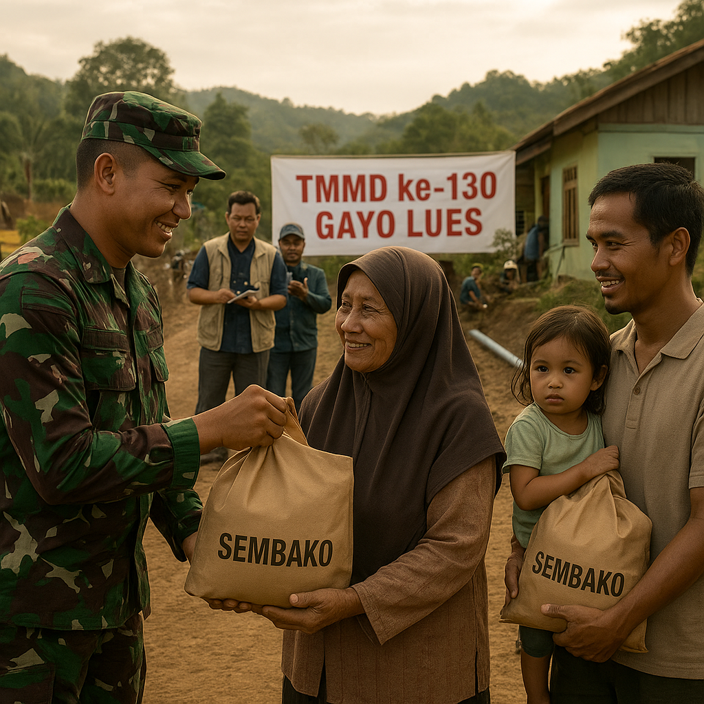 Diawali dengan Sembako, TMMD di Gayo Lues Bawa Senyuman bagi Warakawuri dan Keluarga Kurang Mampu
