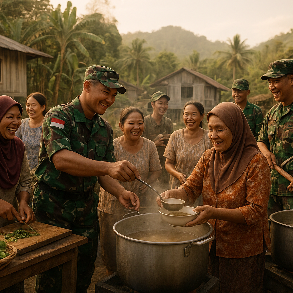 Dapur Umum Dusun Seri, Wujud Nyata TNI dan Warga Menjadi Satu Keluarga