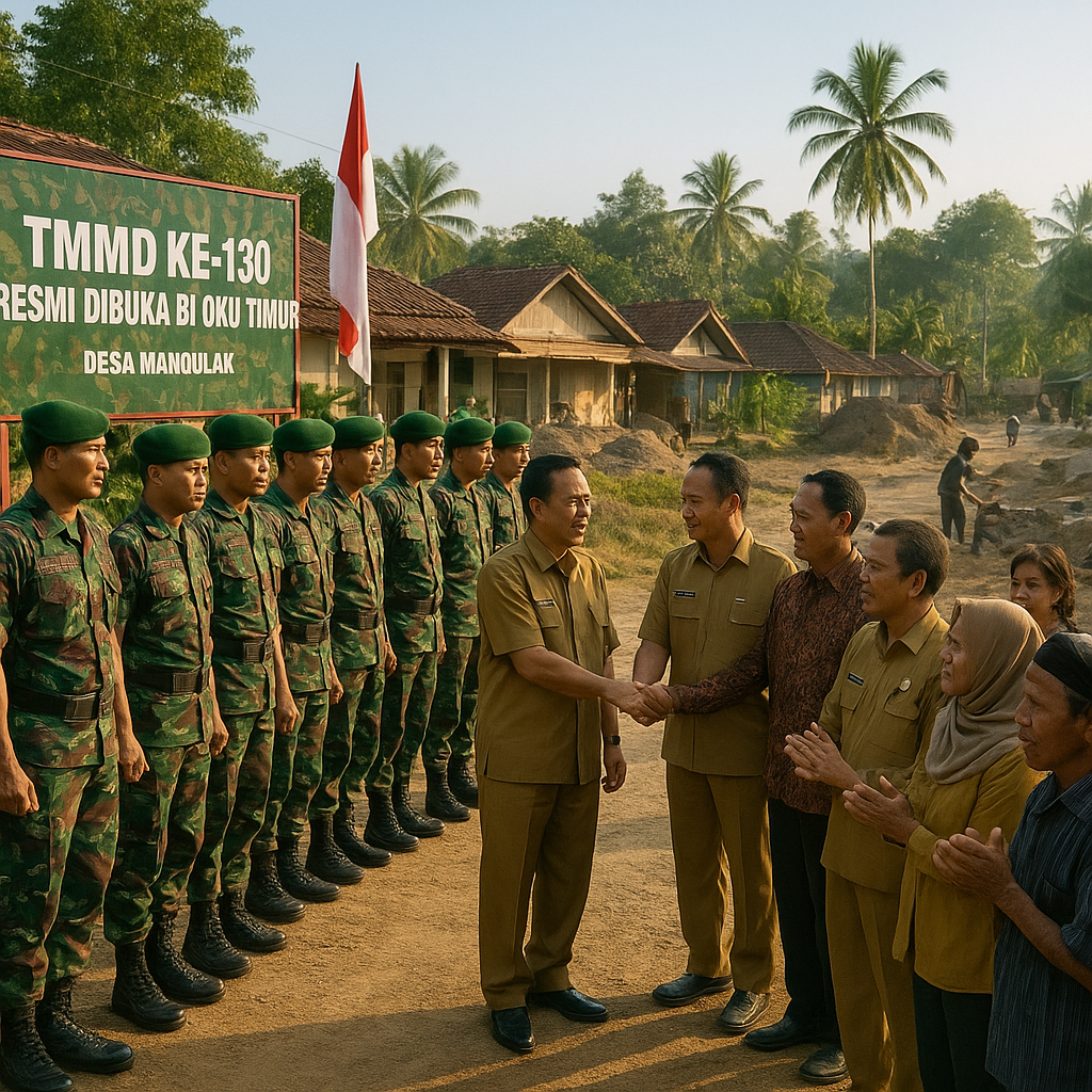 TMMD Ke-130 Resmi Dibuka di OKU Timur, Wujud Kemanunggalan untuk Perkuat Desa