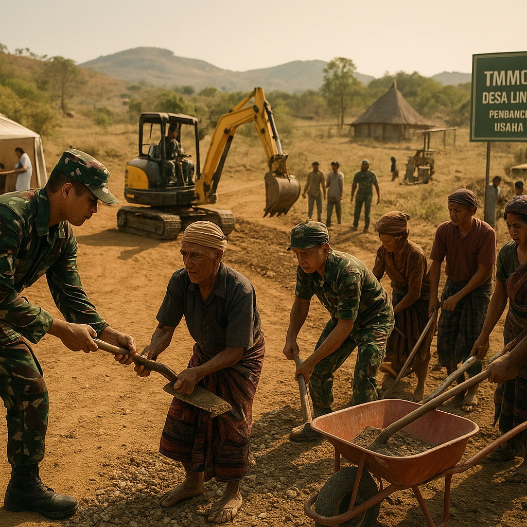 Gotong Royong TNI dan Warga Bangun Jalan Tani dan Air Bersih di Sumba Barat