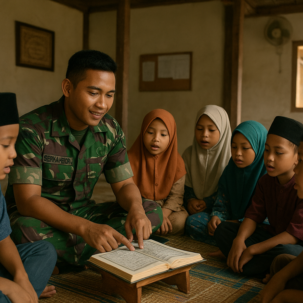 Babinsa Koramil Randuagung Ajar Mengaji Anak-Anak Desa, Waktu Luang Jadi Berkah