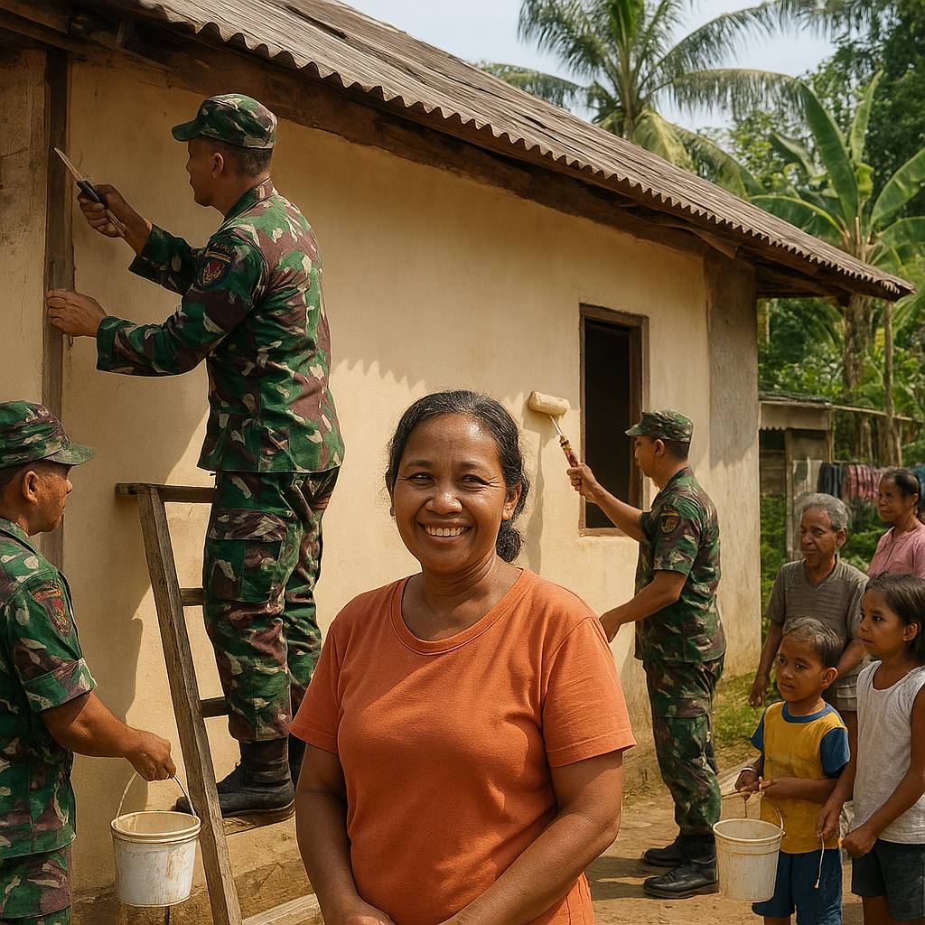 Satgas TMMD Mansel Beri Sentuhan Warna, Rumah Warga Kembali Bersinar dan Nyaman