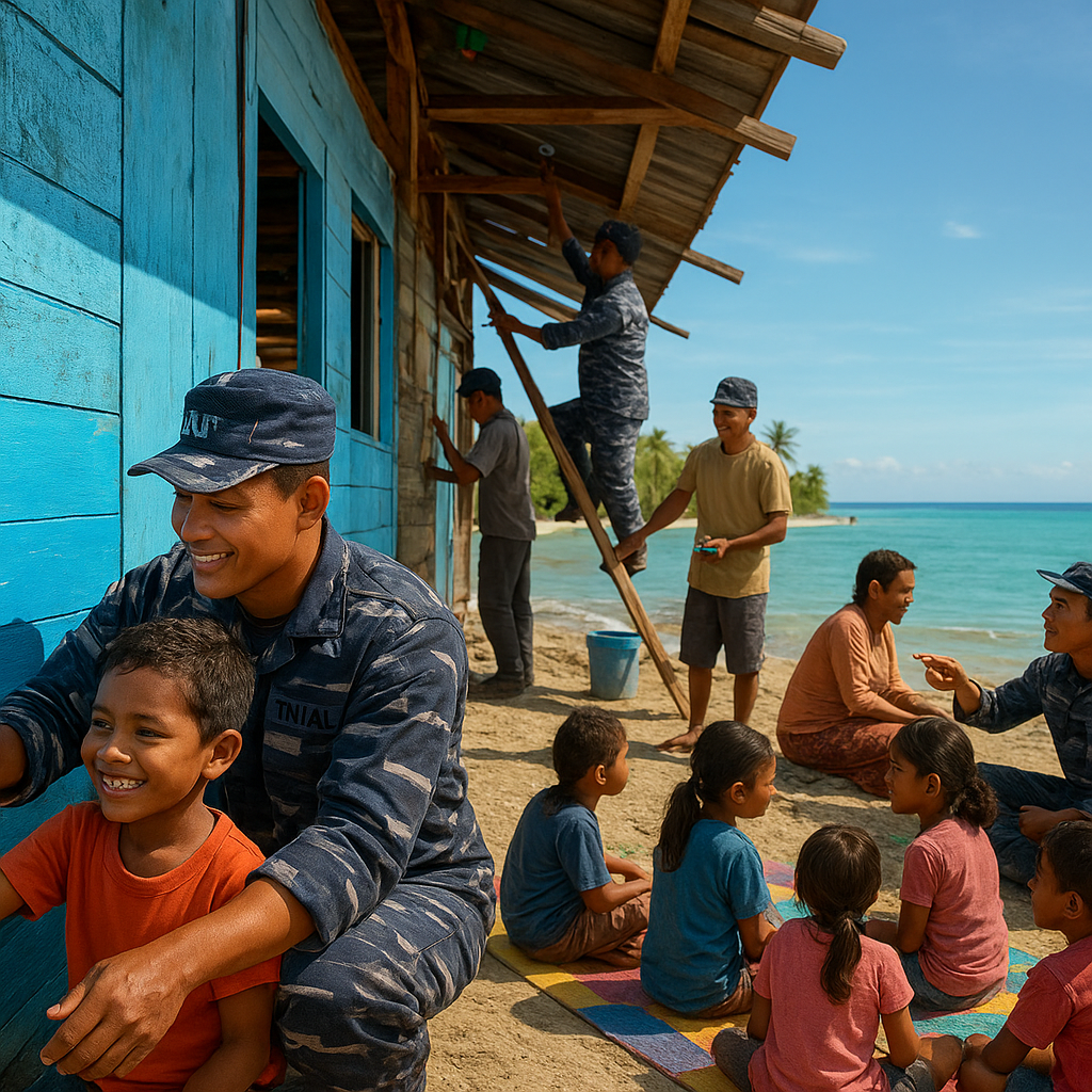 Kiprah TNI AL di Pulau Terdepan: Perbaiki Sekolah Rusak dan Ajak Anak-anak Menjaga Laut