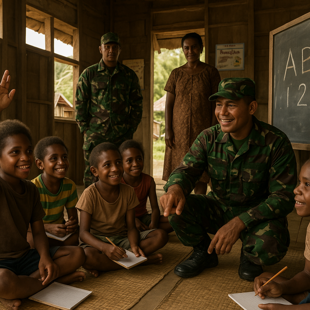 Pos TNI di Desa Terpencil Papua Jadi Tempat Belajar Anak-Anak